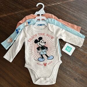 Disney Mickey Mouse Baby Bodysuit set Size 3/6 M